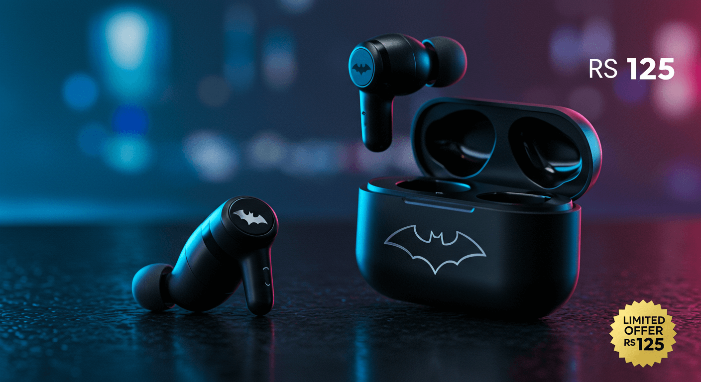 Limited Offer! RS 125 Only on Thesparkshop.in Batman Style Wireless BT Earbuds