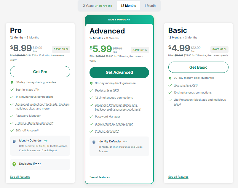 ExpressVPN 1-year packages
