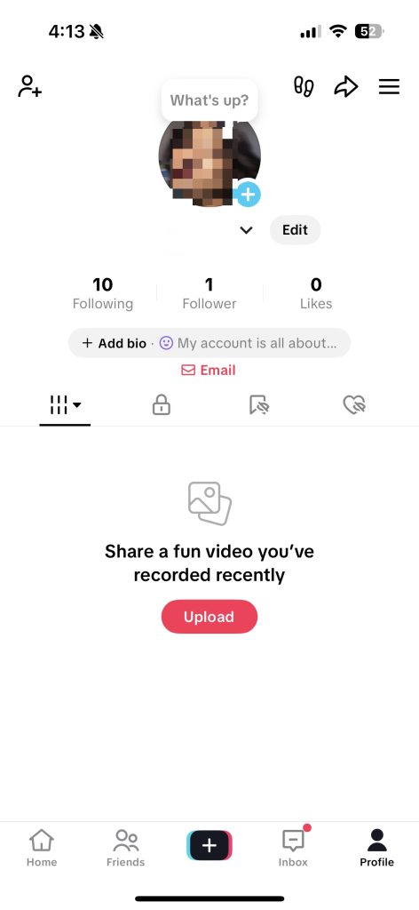 TikTok Account Profile Page