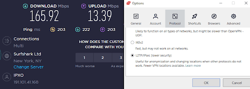 L2TP IPsec protocol with US New York server