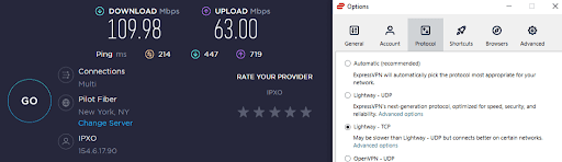 Lightway (TCP) protocol with the US New York server