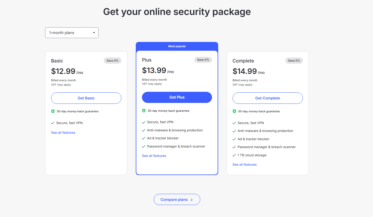 NordVPN 1-Month Plans
