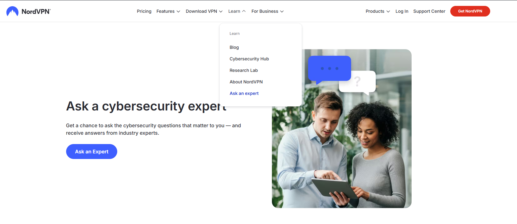 NordVPN Ask an Expert Page