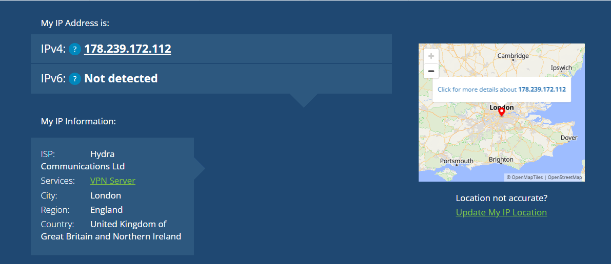 UK IP Address - Split Tunnelling Feature 