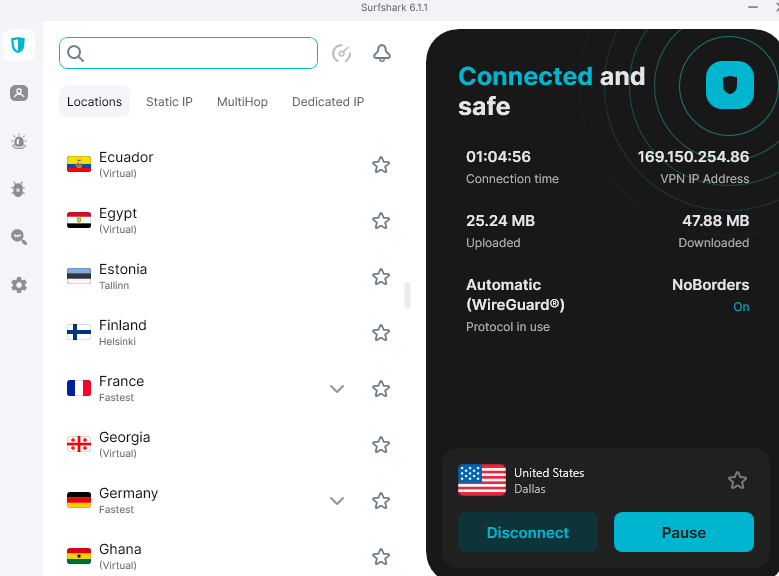 Updated Surfshark VPN server locations