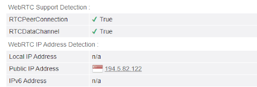 WebRTC leak test Asian Pacific server (Singapore-CBD)