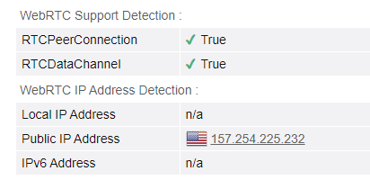 webRTC leak test US server (New York)